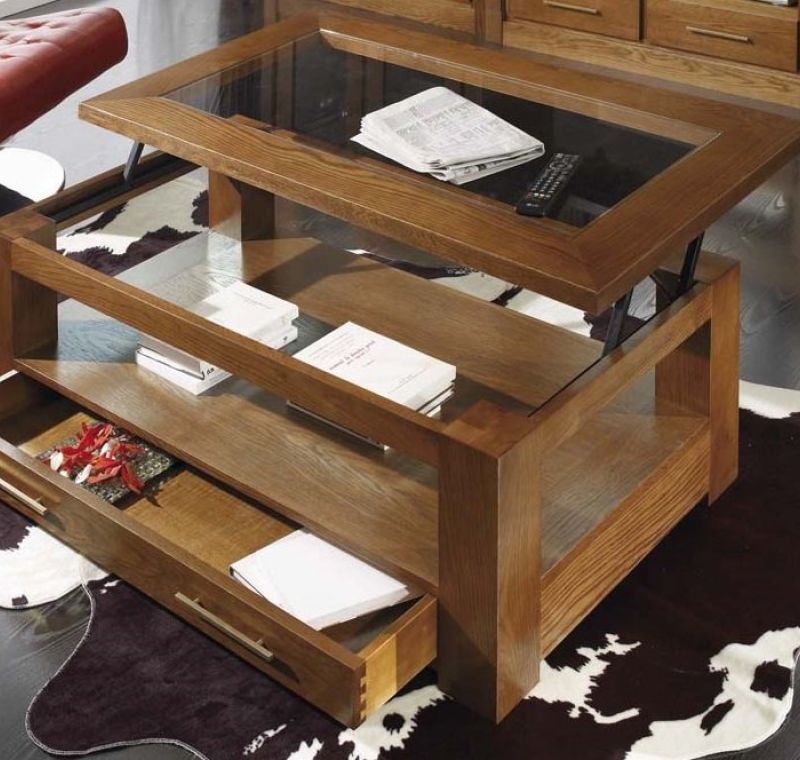 MESA CENTRO Tapa Elevable JARA, Color GLASEADO